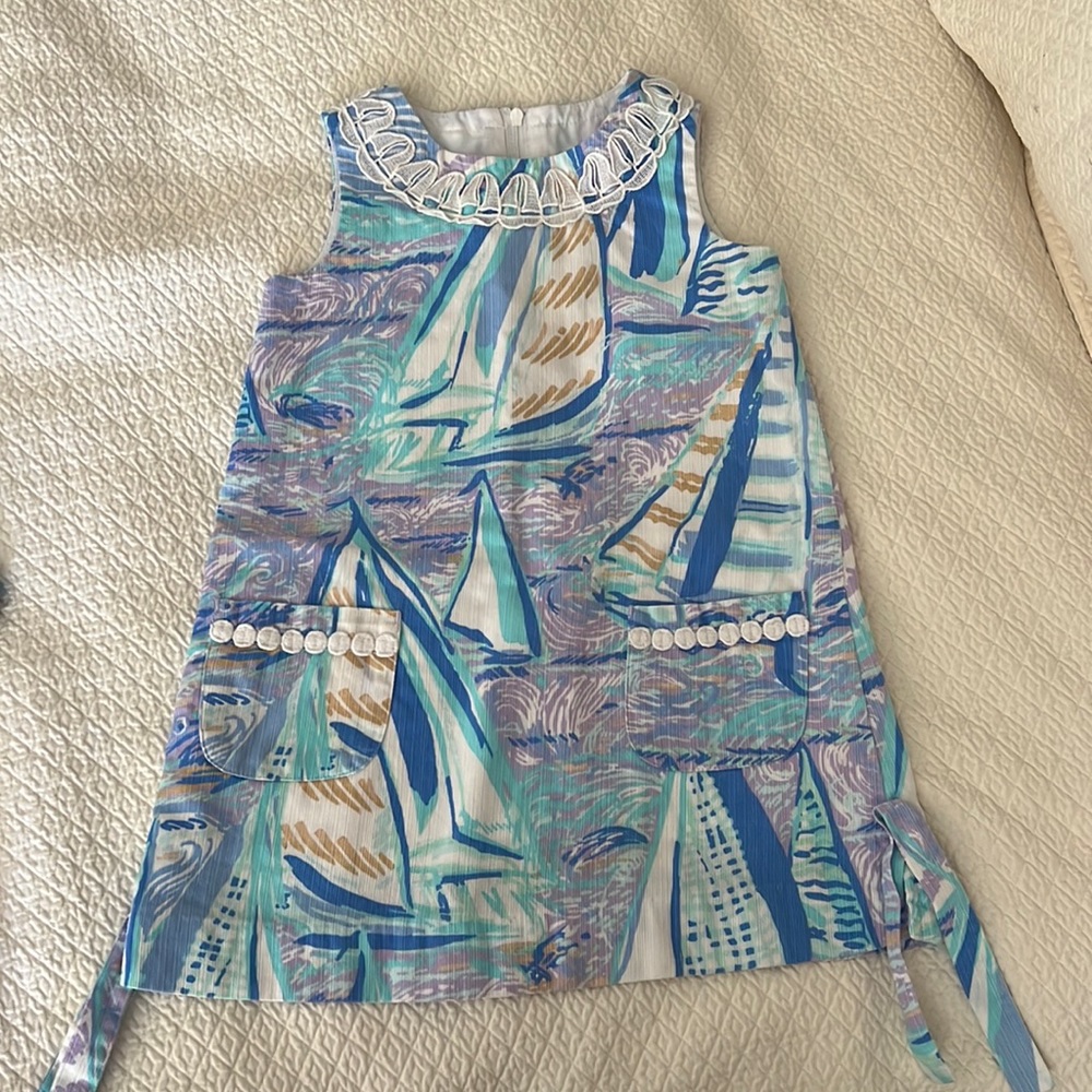 Lilly Pulitzer Girls Sailboat Shift Dress Size 3T